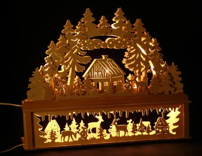 Produktbild von Original Erzgebirgischer Marken Schwibbogen Lichterbogen 50 x 43 cm K50-B_202