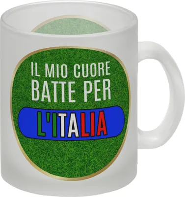 Produktbild von Il mio cuore batte per L'Italia Glas Tasse Calcio regiert dein Leben? Dann