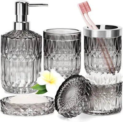 Produktbild von Badaccessoireset 5-teilig, Glas, für Badezimmer
