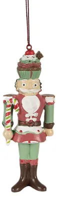 Imagen del producto de Adorno navideño de Clayre & Eef, figura de cascanueces, 12 cm, color rojo, de resina