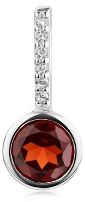 Productafbeelding van Granaat hanger, zilver 925 - dames kettinghanger met edelsteen en zirkonia, model KA-174-Rood