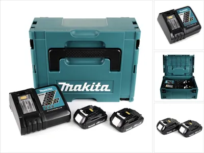 Zdjęcie produktu dla Zestaw Makita Power Source Kit 18V z 2x akumulatorem BL1815N 1,5Ah + ładowarką DC18RC + Makpac