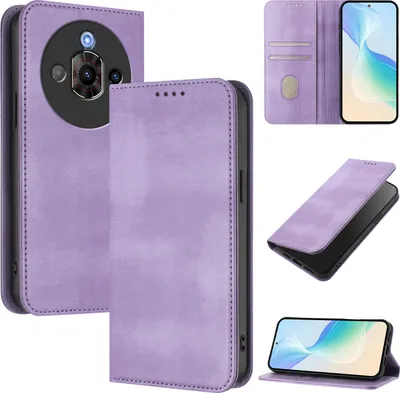 Obrázek produktu pro Pouzdro pro ZTE Nubia Focus Pro, vintage kožené pouzdro s RFID ochranou, přihrádkami na karty, stojánkem Fialový