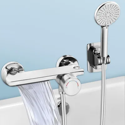 Wasserfall-Badkraan mit Handbrause, 1,5 m Schlauch, Messing