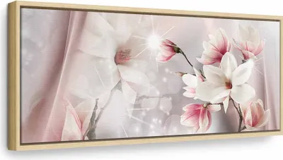 Produktbild von Italienischer Leinwand Leinwandbild - Magnolia Reflection (1 Part) Narrow 120x40 cm Blumen b-B-0270-b-a