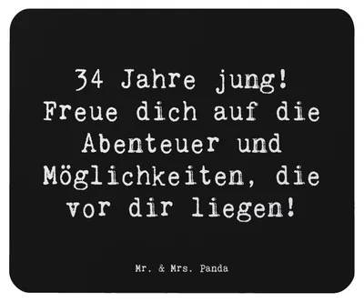 Produktbild von Mr. & Mrs. Panda Mousepad Spruch 34. Geburtstag - Schwarz - Geschenk, Geburtstagsgeschenk, Erfolge feiern, Herausforderungen, Ziele erreichen, Sprüche, unvergesslich