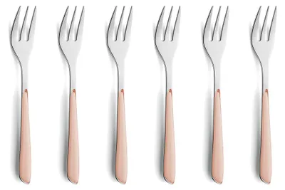 Produktbild von Kuppels 6-tlg. Kuchengabel Set PRISMA 6-teilig apricot hochglanzpoliert