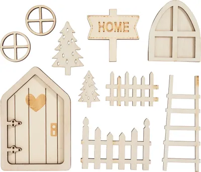 Produktbild von VBS Wichteltür-Set "Home", 10 Teile, Natur