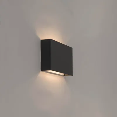 Produktbild von QAZQA - Moderne Wandleuchte schwarz 2-flammig - Otan I Wohnzimmer I Schlafzimmer - Aluminium Rechteckig - LED geeignet G9