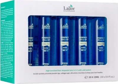 Produktbild von La'dor Perfect Hair Fill-Up Ampoule Regenerujące ampułki do włosów zniszczonych, 10 x 13 ml