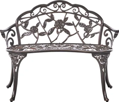Produktbild von BELIANI Gartenbank für den Außenbereich dunkelbraun Metall und Aluminium 2-Sitzer mit Armlehnen Vintage-Stil