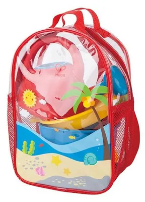 Produktbild von Hape Strandspielzeug Rucksack Set - Happy Beach Basics für Kinder