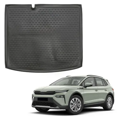 Produktbild von J&J AUTOMOTIVE Gummi-Kofferraumwanne Kofferraummatte Kofferraum-Schutzmatte Kompatibel Skoda Elroq Ab 2024, Anti-Rutsch, Geruchlos, Passgenau, Schwarz, 3cm Hoher Rand, Aufrollbar