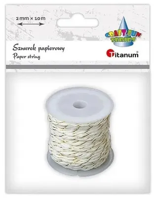 Obrázek produktu pro Papírová šňůrka 2 mm, 10 m, bílo-zlatá – Titanum