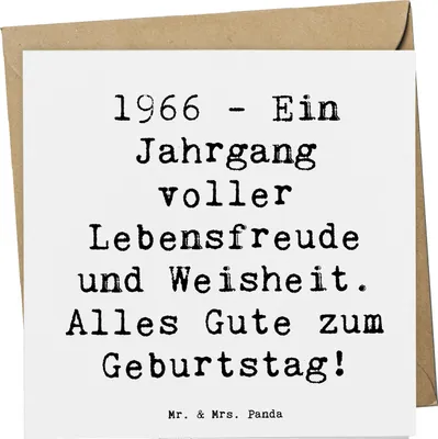 Produktbild von Mr. & Mrs. Panda Grußkarte Spruch 1966 Geburtstag - Weiß - Geschenk, doppelkarte, Happy Birthday, Jubiläum, Glückwunschkarte, Erinnerungen, Jahrgang, Klappkarte