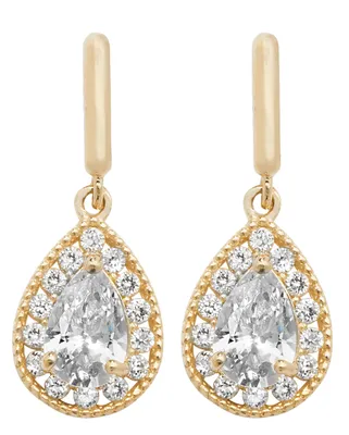 Produktbild von Wunderschöne 9 Karat (375) Gold Damen - Paar Ohrringe mit Zirkonia - 19mm*7mm; TRS27157