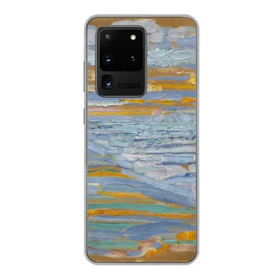 Produktbild von MuchoWow® Handyhülle Schutzhülle Hülle für Samsung Galaxy S20 Ultra Blick auf den Strand und die Seebrücke von den Dünen aus - Piet Mondrian Silikon Softcase Handy Hülle - Karteninhaber