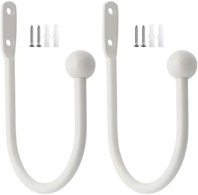 Produktbild von 2 Stück Raffhalter Metall Chrom Gardinenhalter Raffhalter Wandbefestigung U-Form Raffbügel für Vorhänge Vorhang Holdbacks Tieback Hooks Dekorativer Raffhalter für Gardinen Haus Dekoration