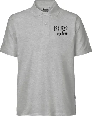 Produktbild von Huuraa Herren Polo Shirt Peru my love S Sport Grey Bio Baumwolle Fairtrade Poloshirt Geschenkidee