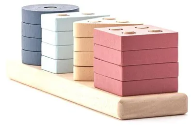 Productafbeelding van Cubika Pastel: Vormen in V - houten puzzel, 17 stukken