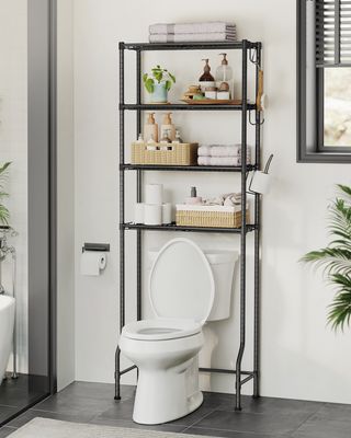 SONGMICS 4-stöckiges Toilettenregal, Badezimmerregal, verstellbare Ablagen