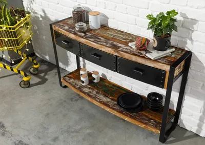Produktbild von MASSIVMOEBEL24Konsolentisch Altholz 135x35x80 mehrfarbig lackiert INDUSTRIAL #42