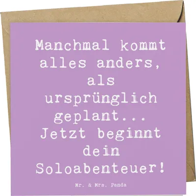 Produktbild von Mr. & Mrs. Panda Grußkarte Spruch Scheidung Soloabenteuer - Lavendeltraum - Geschenk, faltkarte, Neuanfang, Klappkarte, positive Botschaften, Glückwunschkarte, Heirat