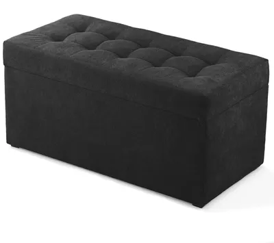 Produktbild von MG Design Polsterhocker Schwarz 45x90 cm - Stauraum 100L, bis 300 kg, stabil & pflegeleicht, für Wohnzimmer, Schlafzimmer & Flur