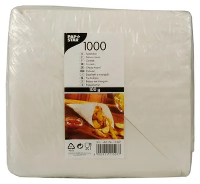 Obrázek produktu pro Papstar Spitztüte gefädelt weiss