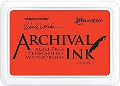 Produktbild von Ranger Archival Ink Stempelkissen - Feinkontur/Wasserfest Poppy / Mohn Rot