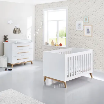 Produktbild von Babyzimmer Set mit Babybett und Wickelkommode RIJEKA-134 in weiß edelmatt