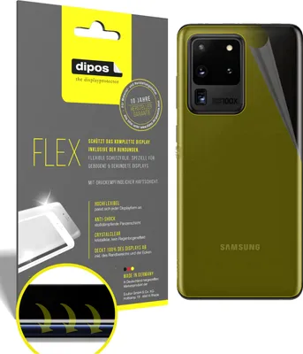 Produktbild von 3x Schutzfolie für Samsung Galaxy S20 Ultra 5G Rückseite Folie, 100% Displayabdeckung, dipos Flex