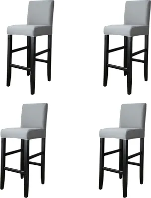 Four light gray bar stools are arranged in a grid against a white background.