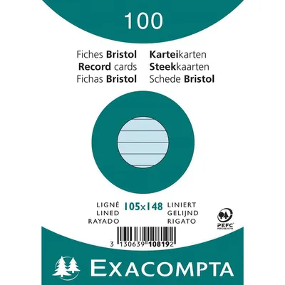 Produktbild von Exacompta Karteikarte 10819SE DIN A6 liniert blau 100 St./Pack.