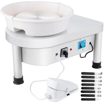 Obrázek produktu pro **VEVOR Hrnčířský kruh 25 cm - 280W Elektrický hrnčířský kruh s nožním pedálem a odnímatelnou mísou - Sada hrnčířského nářadí pro tvarování keramiky a hlíny -
