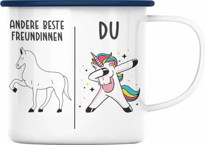 Produktbild von Trendation - Beste Freundin Emaille Tasse Mädchen Geschenke Geburtstag Emaille Tassen mit Sprüchen (Blau)