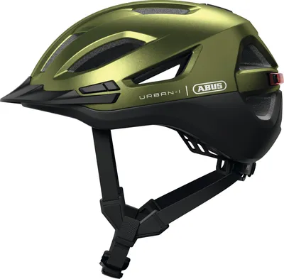 Immagine prodotto di ABUS Urban-I 4.0 ACE city helmet - casco da bici con luce posteriore ricaricabile, 4 modalità di illuminazione, visiera, apertura a codino e chiusura magnetica - per adolescenti, donne e uomini - taglia M, verde