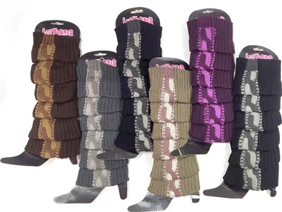 Produktbild von GKA 1 Paar Damen Beinstulpen braun mit Muster Strick Stulpen Beinwärmer Strümpfe Socken Wadenwärmer