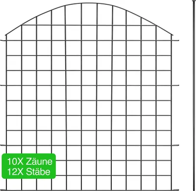 Produktbild von NewHabitat | 10x Teichzaun Steckzaun aus Metall Anthrazit