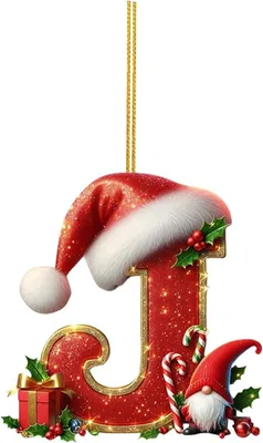 Imagen del producto de Adornos navideños con letras: 26 letras. Adornos navideños con letras del alfabeto (A-Z). Decoraciones colgantes con letras para el árbol de Navidad