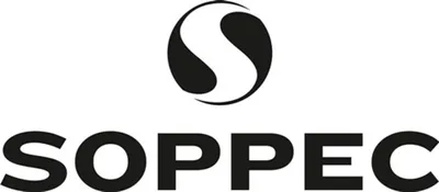 A black and white logo with the letter S inside a circle, and the text SOPPEC below it.