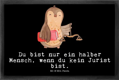 Produktbild von Mr. & Mrs. Panda Schmutzmatte Jurist Herz 50 x 75 cm - Schwarz - Geschenk, Jura Studium, Anwalt, Bodenvorleger, teppichmatte, fußmatte, Fussmatte, Master Of Laws, Lustig