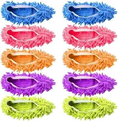 Productafbeelding van Microvezel vloer reinigers - Dweil pantoffels schoenhoezen - Huis schoonmaken - Wasbaar en herbruikbaar - 5 paar - Multicolor