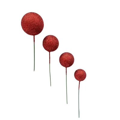 Produktbild von 20pcs/Set Ball Cake Toppers Leichte No-Odor No Burr Wiederverwendbare Einsatzkarte DIY Dekoration Schaum Babyparty Geburtstagsfeier Dessert Toper Kuchen Dekoration Partyzubehör-Rot