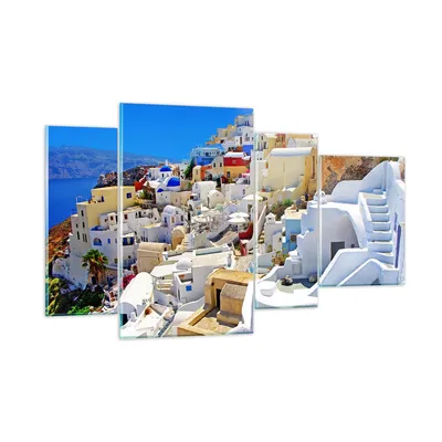 Produktbild von Bilder auf glas - Griechenland insel tourismus santorini - 120x70cm - Glasbilder - Wandbilder - Kunstdruck - Wanddekoration aus Glas - Glas Bilder - Wandbild auf Glas - GDL120x70-2651
