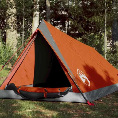 Image de Tente de camping 2 personnes Gris et orange Imperméable