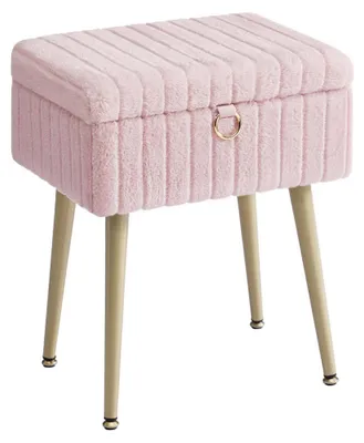 Zdjęcie produktu dla Tapicerowany taboret do toaletki – taboret do makijażu – z miejscem do przechowywania – różowy – 30 x 40 x 40 x 50 cm