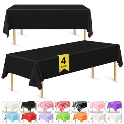 4er-Pack Wegwerf-Tischdecke Schwarz 137x274 cm Rechteckig