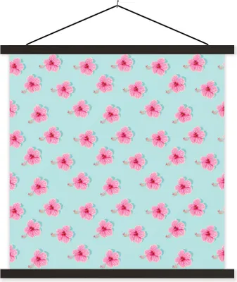 Produktbild von MuchoWow® Textilposter Blumen - Sakura - Sommer 120x120 cm mit schwarzem Rahmen - Aufhängungsset