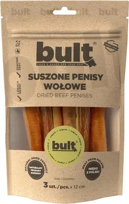 Immagine prodotto di PENISSE NATURALI PER CANI BULT DRIED BEEF 3 pezzi x 12 cm